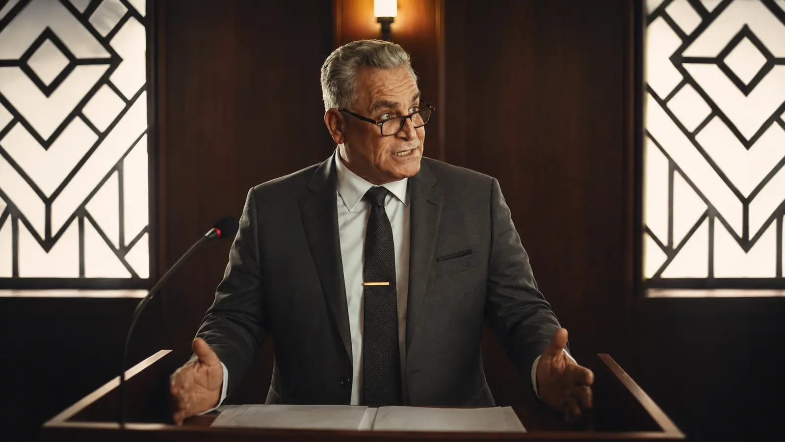 Advogado apresentando defesa em plenário, capa do artigo sobre Tribunal do Júri